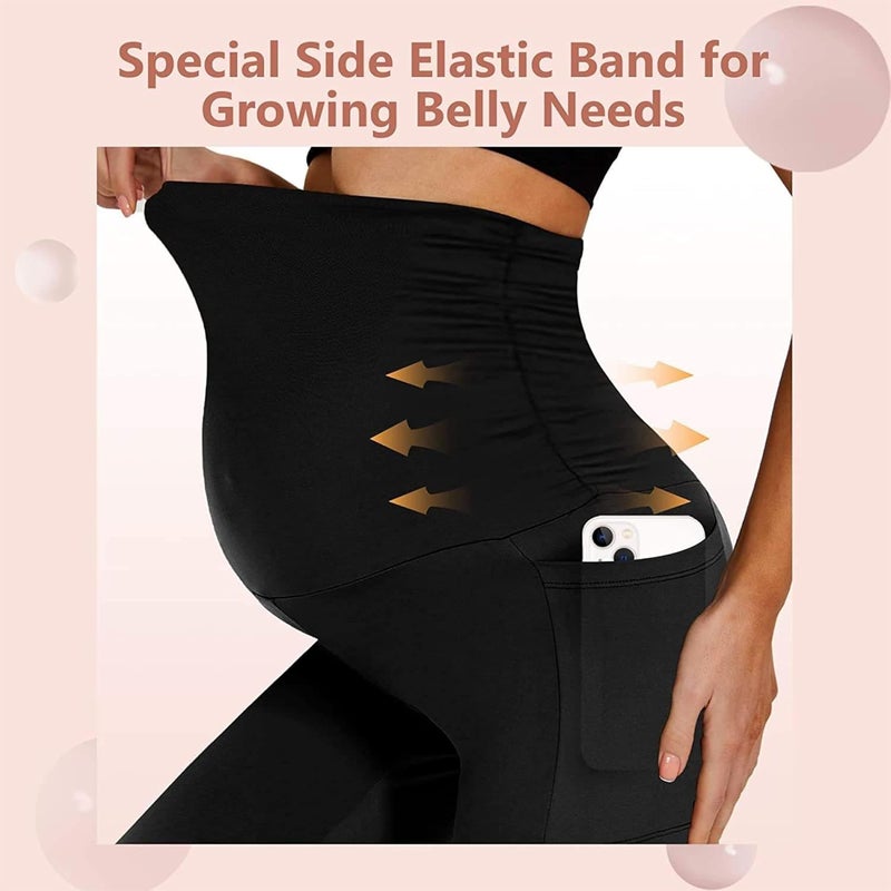 M2M STYLE Maternity Leggings with Pockets – Over-The-Belly Supportive Pregnancy Pants – Soft Stretchy & Squat-Proof for All-Day Comfort - Image 2
